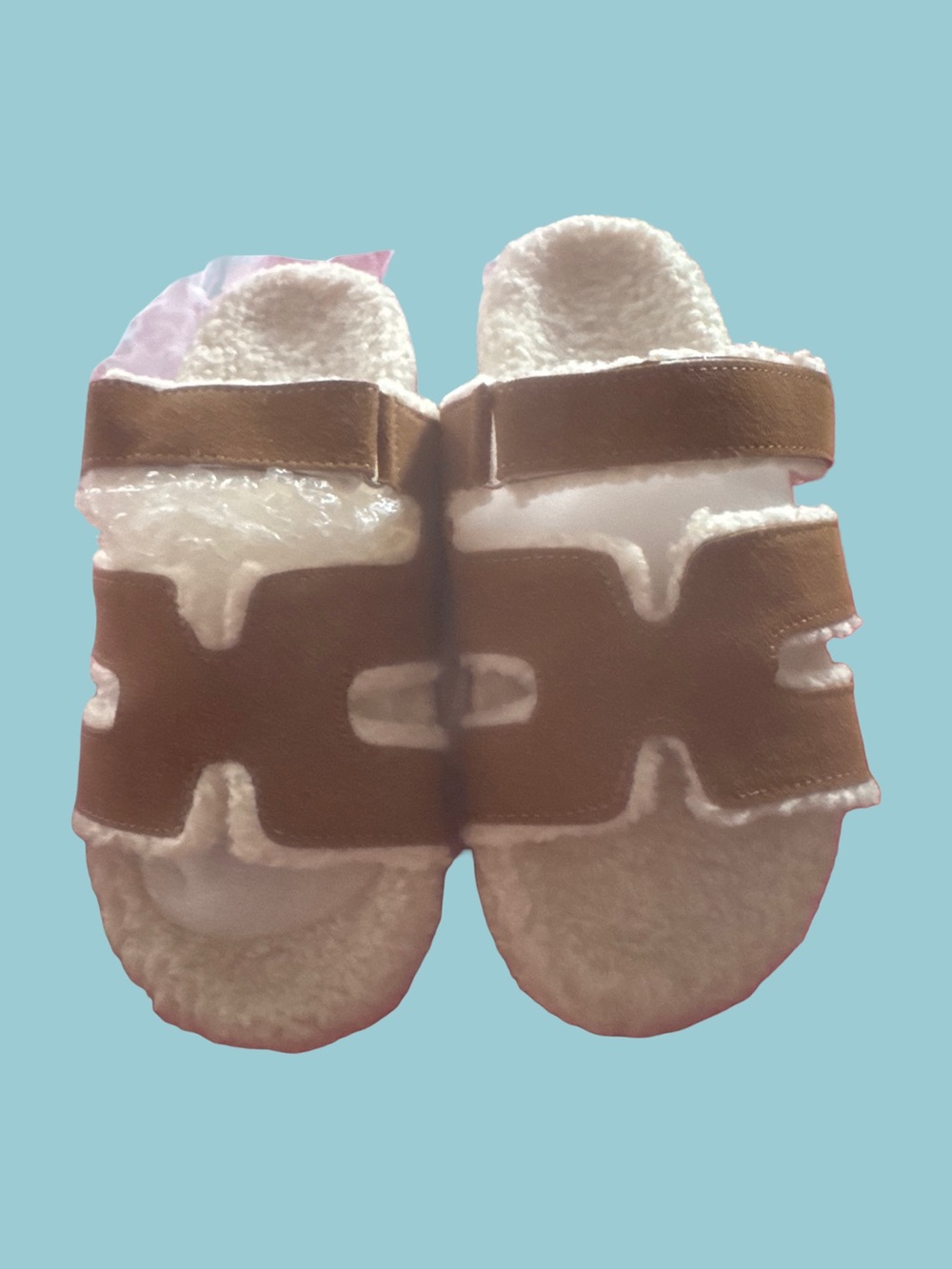 Brown Shearling Comfort Sandals ARBEO-3 retail $40